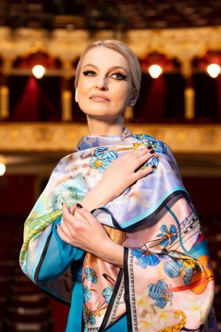 Esarfa de matase sal Oda Bucuriei