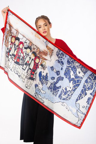 Esarfa matase sal Iarna pe ulita