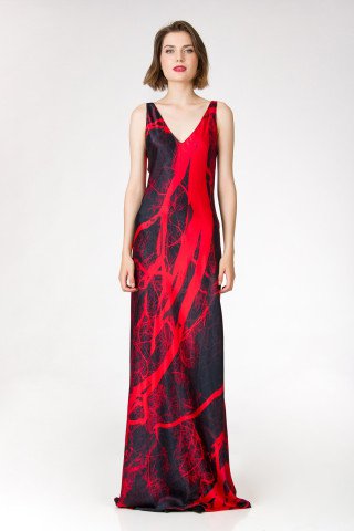 Rochie matase Red Wood