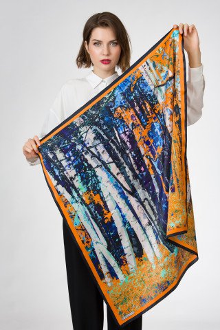 Esarfa de matase La forêt d’argent
