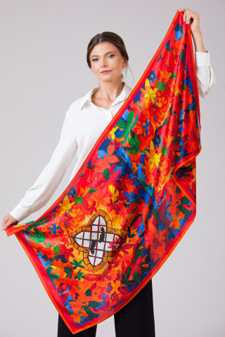 Esarfa de matase sal Amurg de Toamna