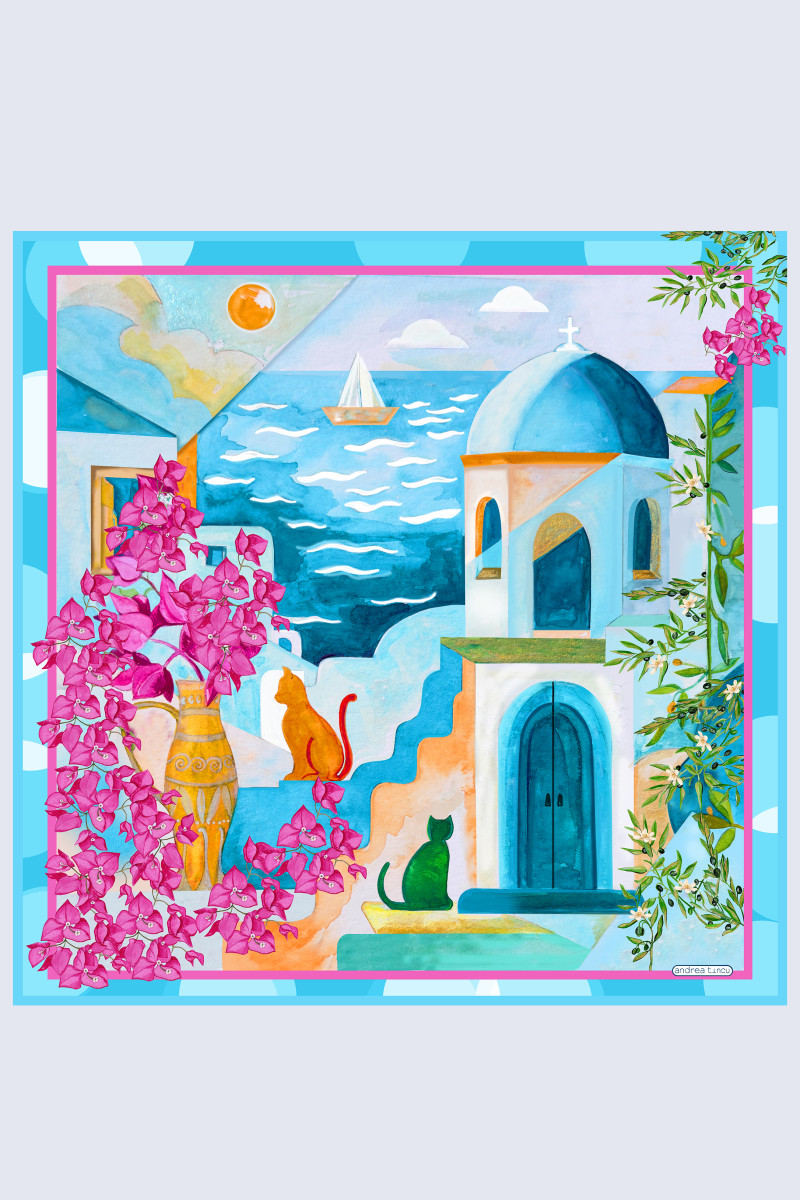 Esarfa de matase Santorini
