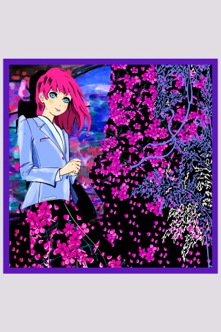 Esarfa de matase  Sakura