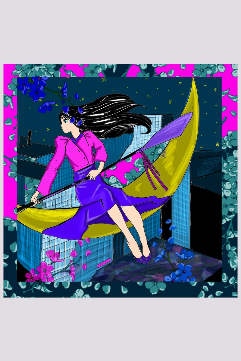 Midnight Bloom silk scarf