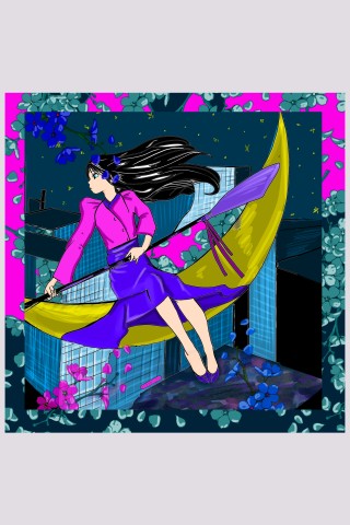 Esarfa de matase Limited Edition Midnight Bloom