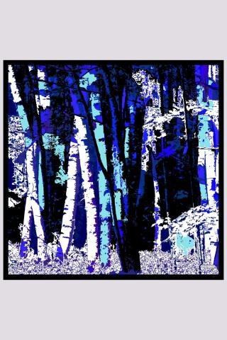 Esarfa de matase twill Blue Forest