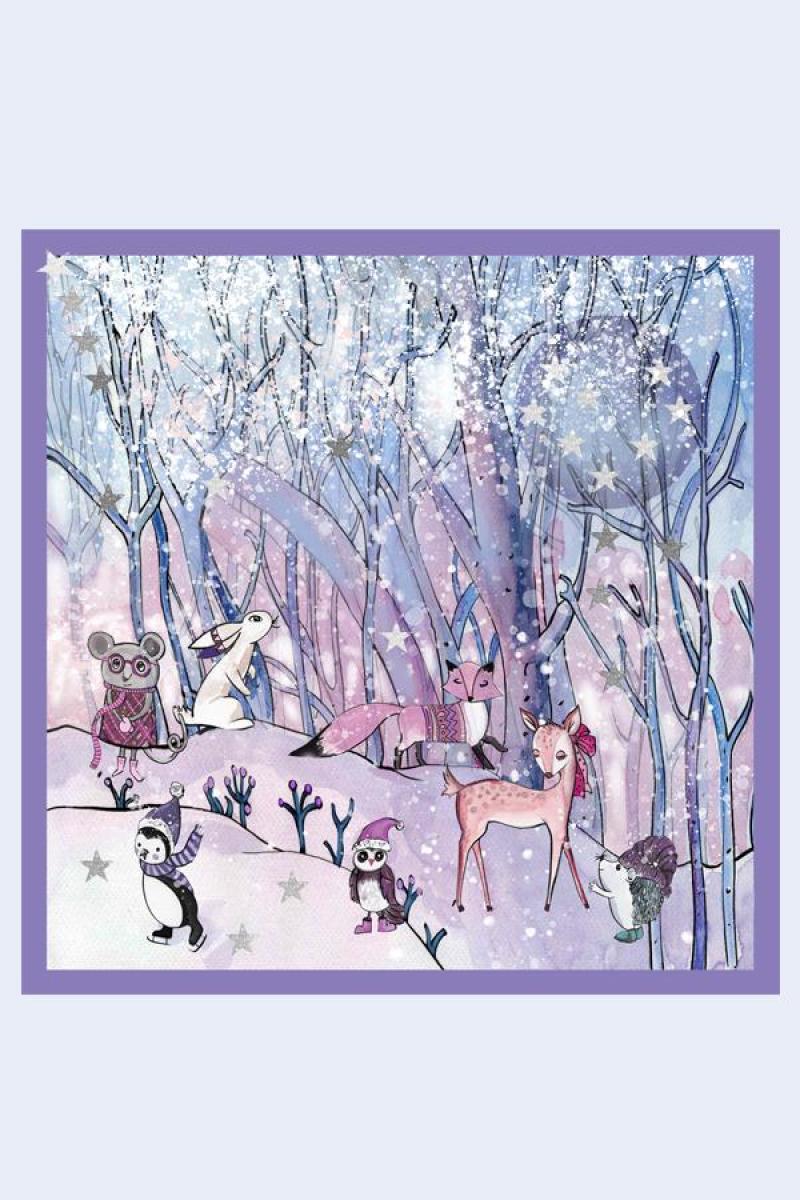 Esarfa de matase Snowy Friends