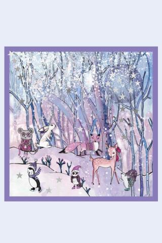 Esarfa de matase Snowy Friends