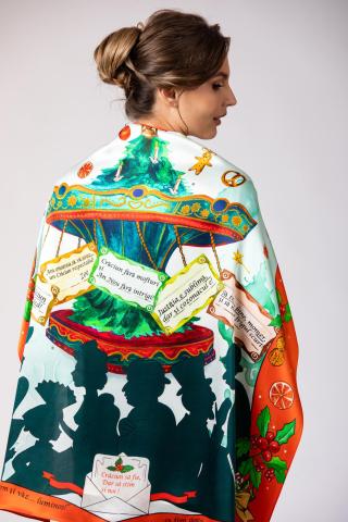 Esarfa de matase Craciun fara Mofturi