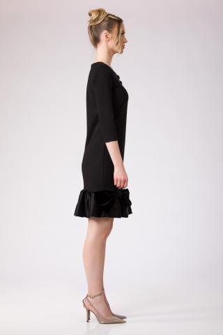 Rochie punto cu volan matase si funda catifea matase Dominique