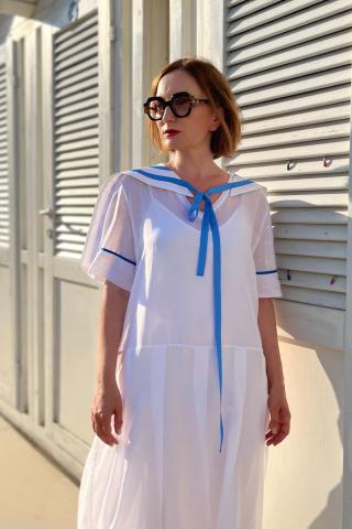 Paula Herlo x Andrea Tincu Rochie din voal de bumbac cu matase Isola