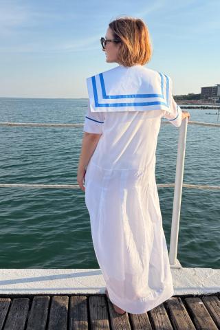 Paula Herlo x Andrea Tincu Rochie din voal de bumbac cu matase Isola
