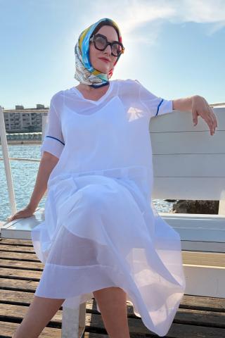 Paula Herlo x Andrea Tincu Rochie din voal de bumbac cu matase Isola