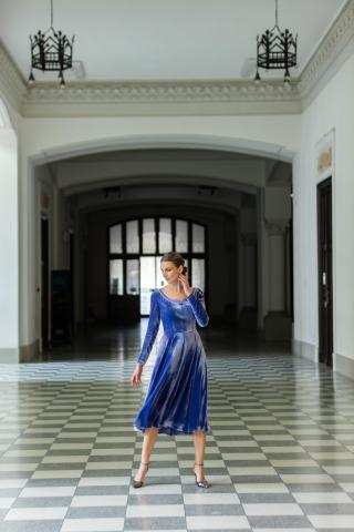 Rochie din catifea de matase si viscoza Marie